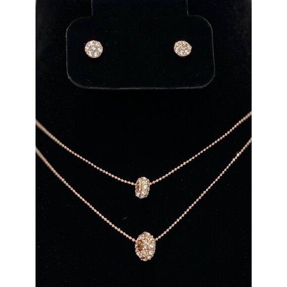 A'GACI Necklace & Earrings Set Rose Tone ✨NEW✨ Costume Fashion Jewelry - Picture 1 of 4